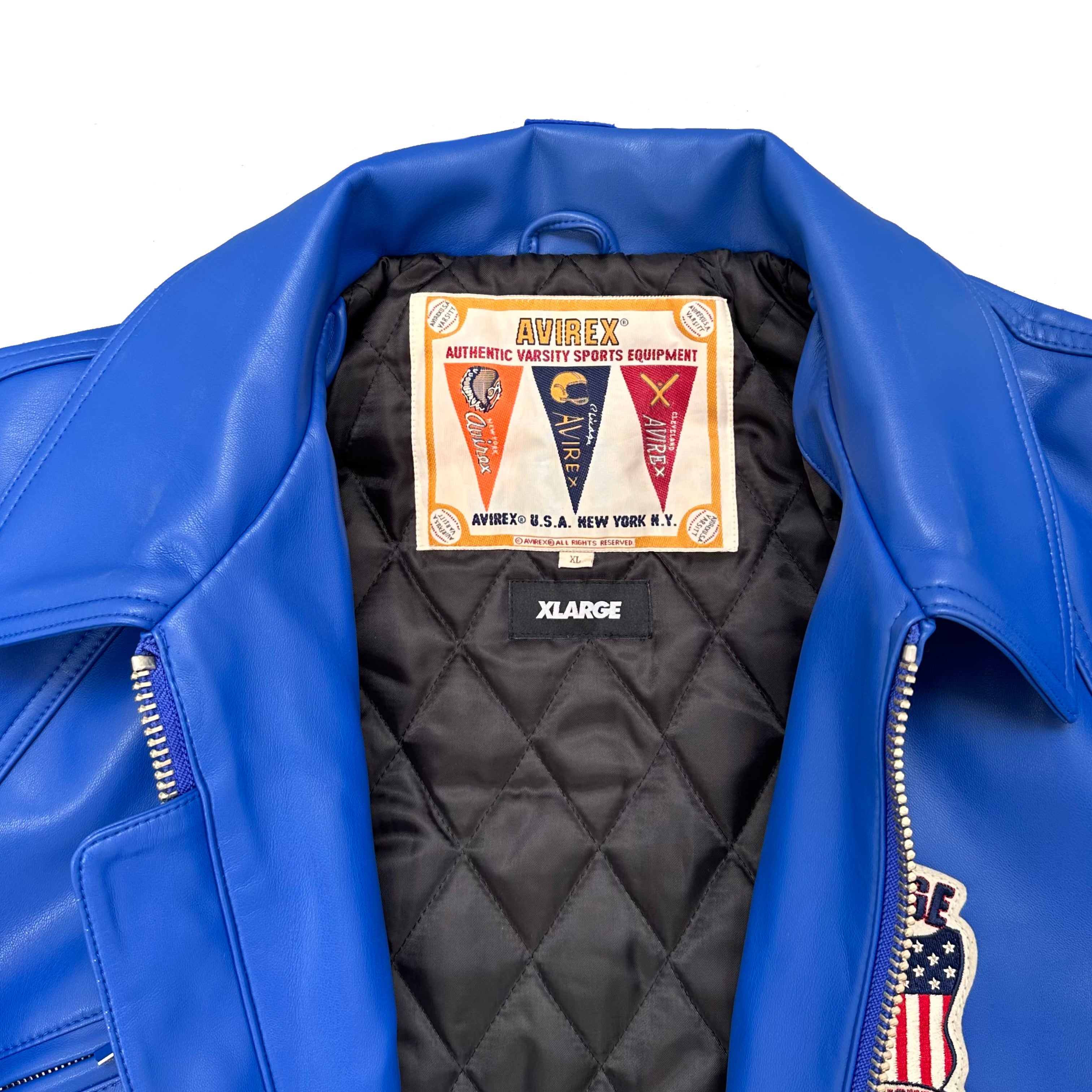 Avirex X XLARGE Icon Leather Jacket In Blue ( XL )