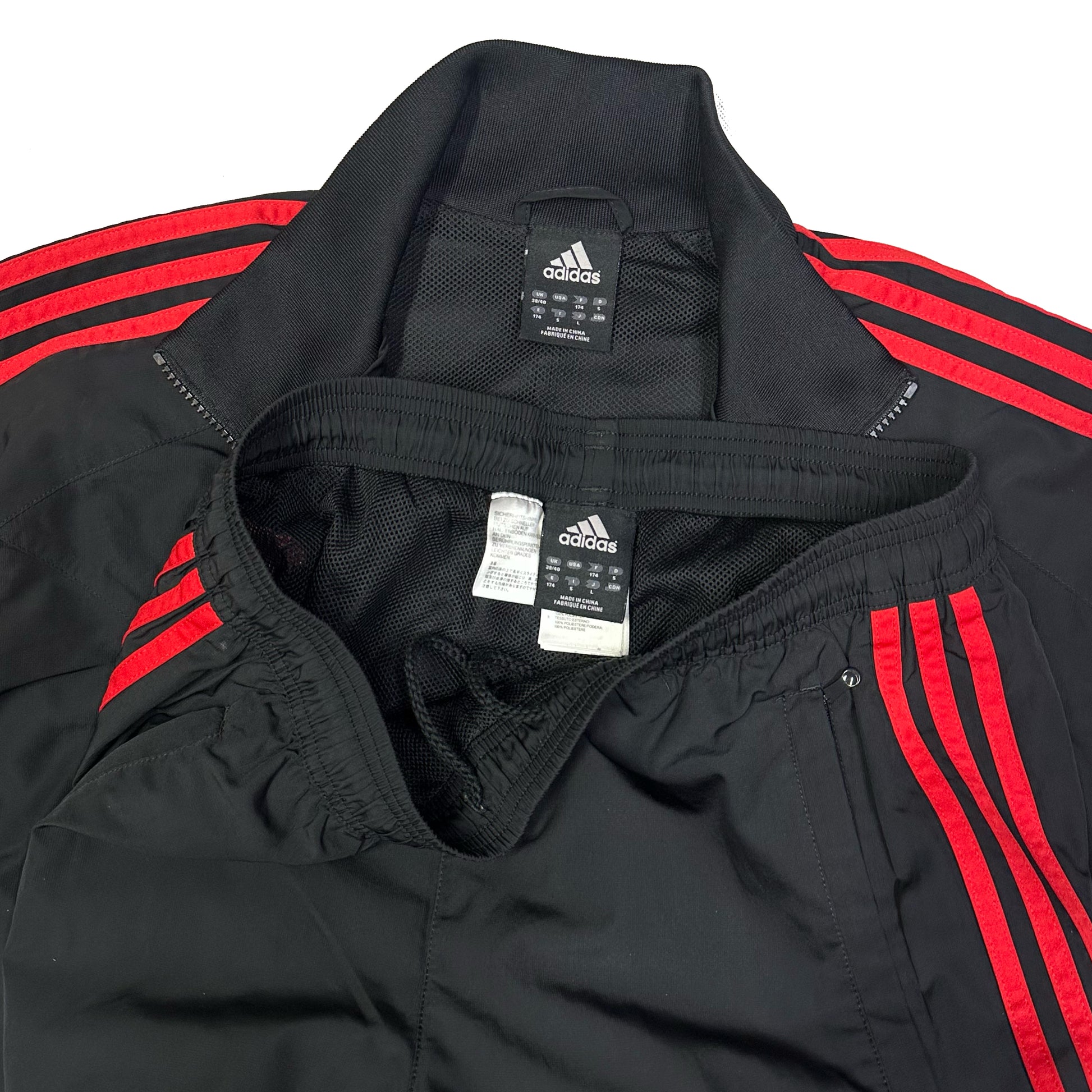 Adidas AC Milan 2009/10 Tracksuit In Black & Red ( M ) - 1036 Emporium