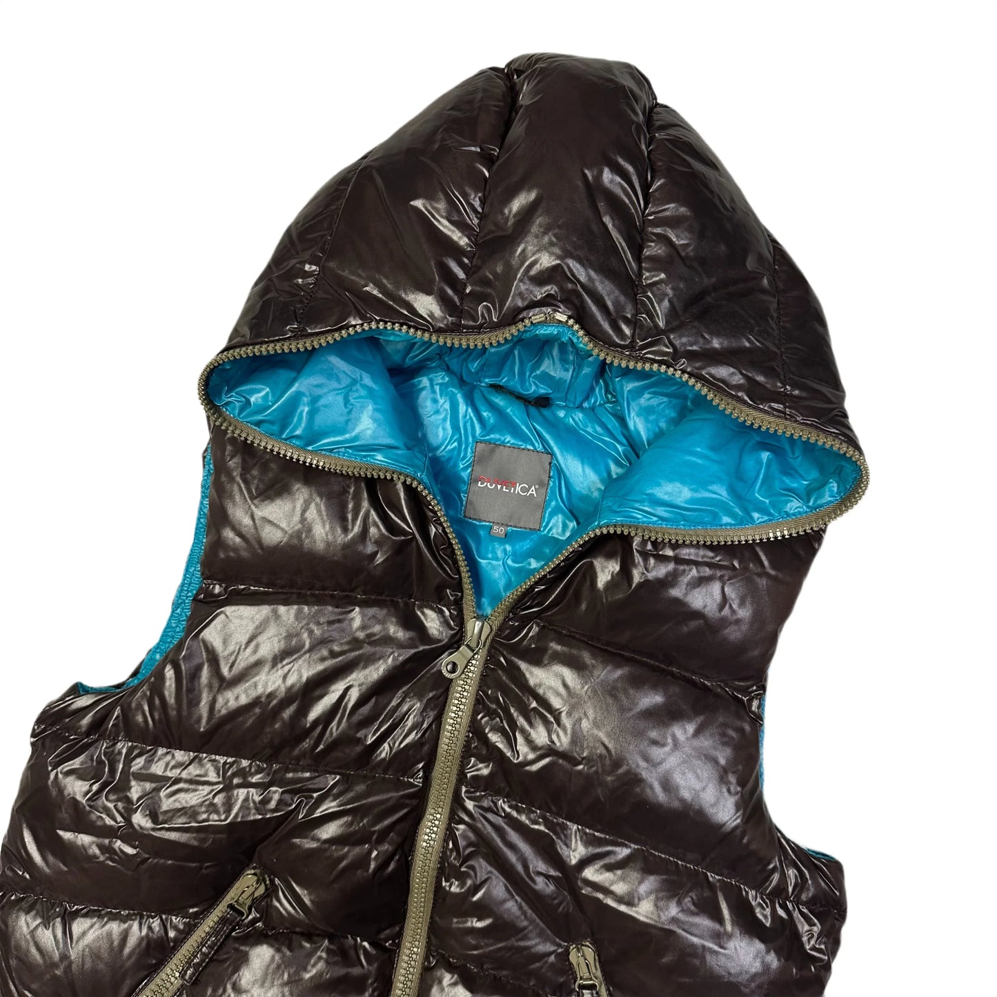 Duvetica Hooded Puffer Gilet In Brown ( L )