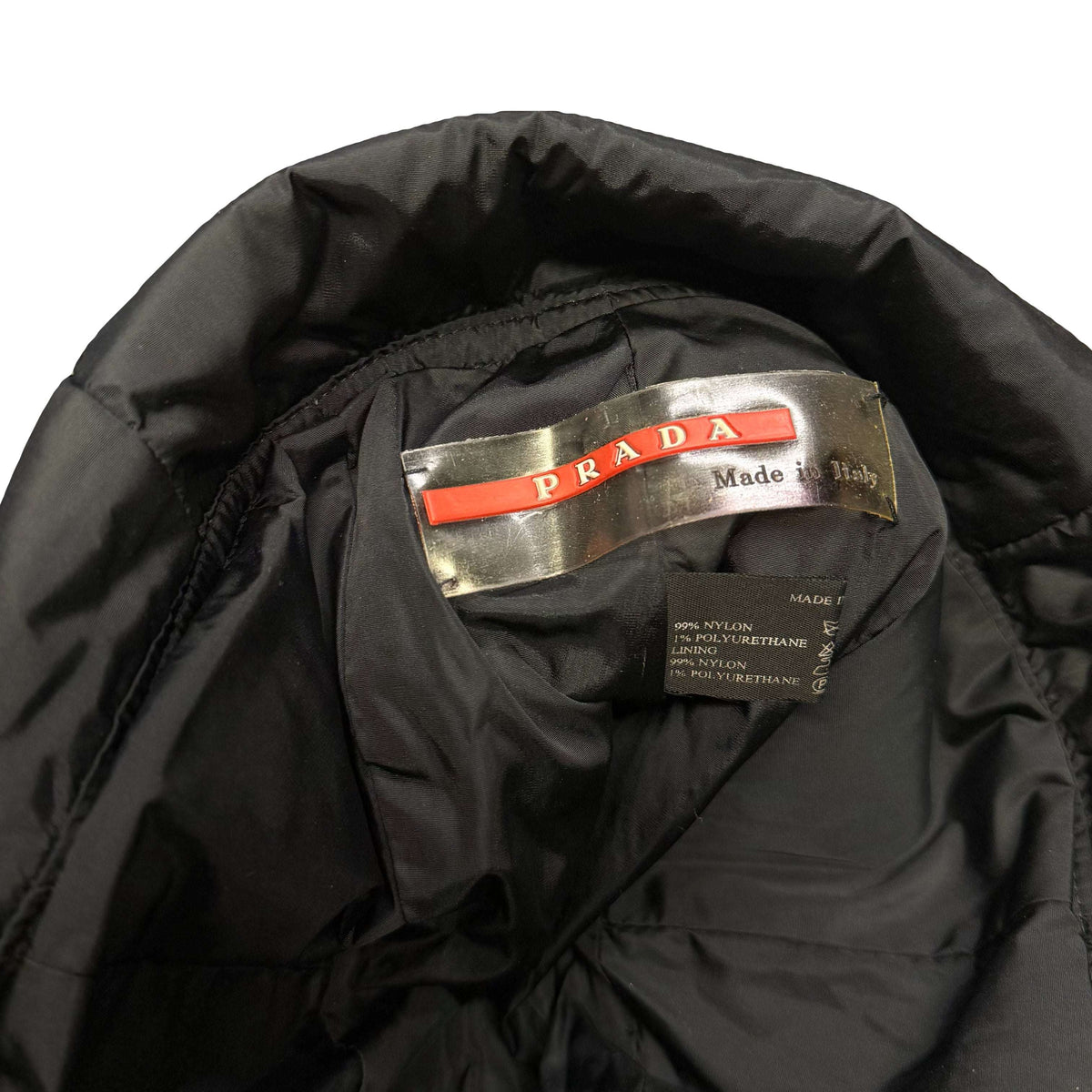 Prada Nylon Trapper Cap In Black (L)