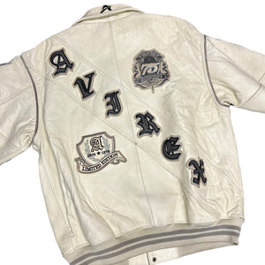 Avirex Spellout Leather Jacket In White ( XL )