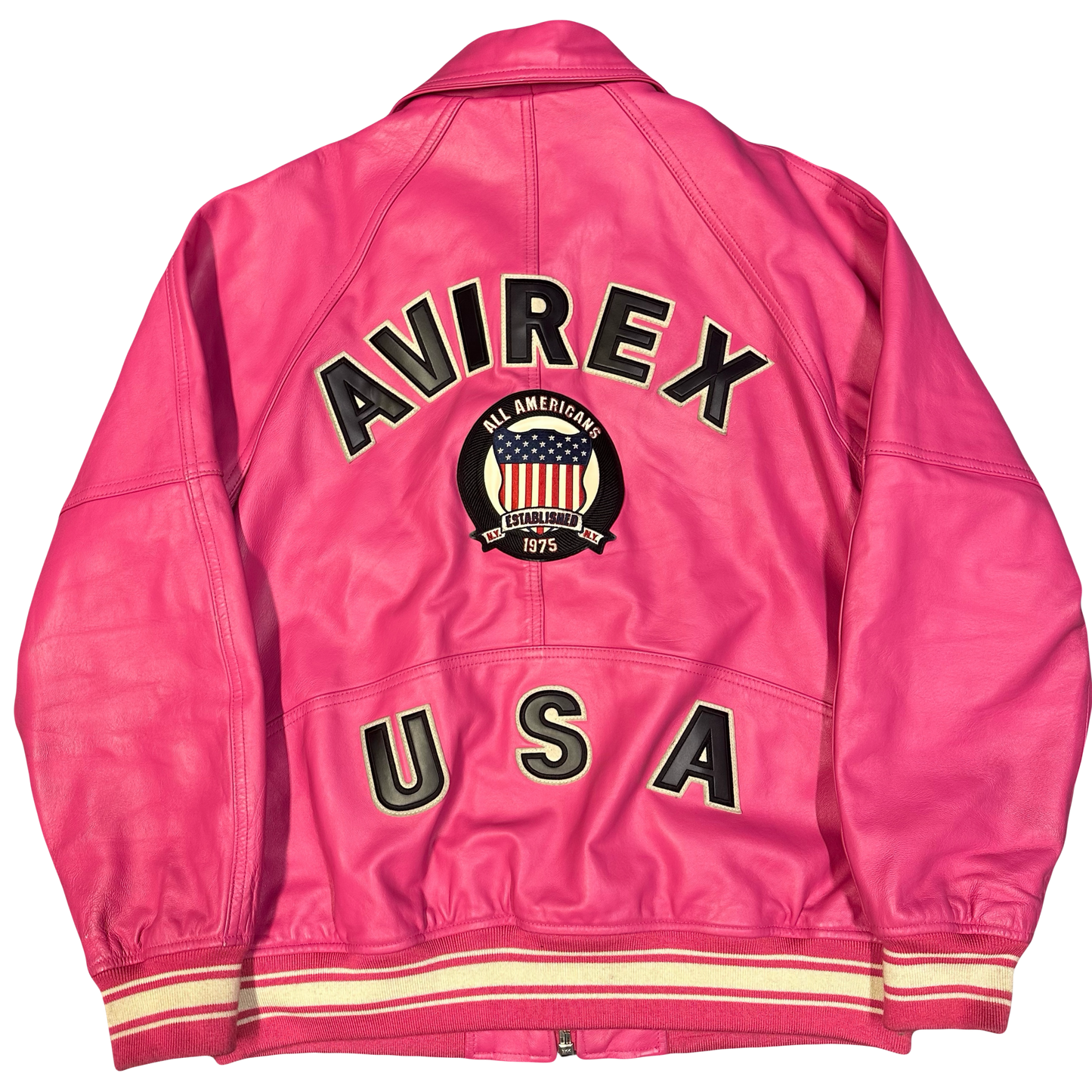 Avirex Icon Leather Jacket  In Pink ( XL )