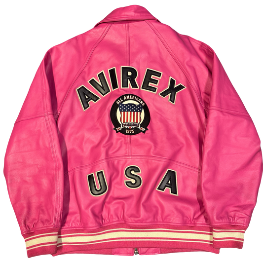 Avirex Icon Leather Jacket  In Pink ( XL )