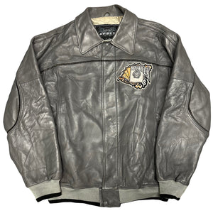 Avirex King Casino Leather Jacket In Grey ( XL )