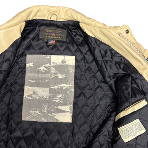 Avirex Black Aces Tuskegee Air Men Leather Jacket In Beige ( XXL )