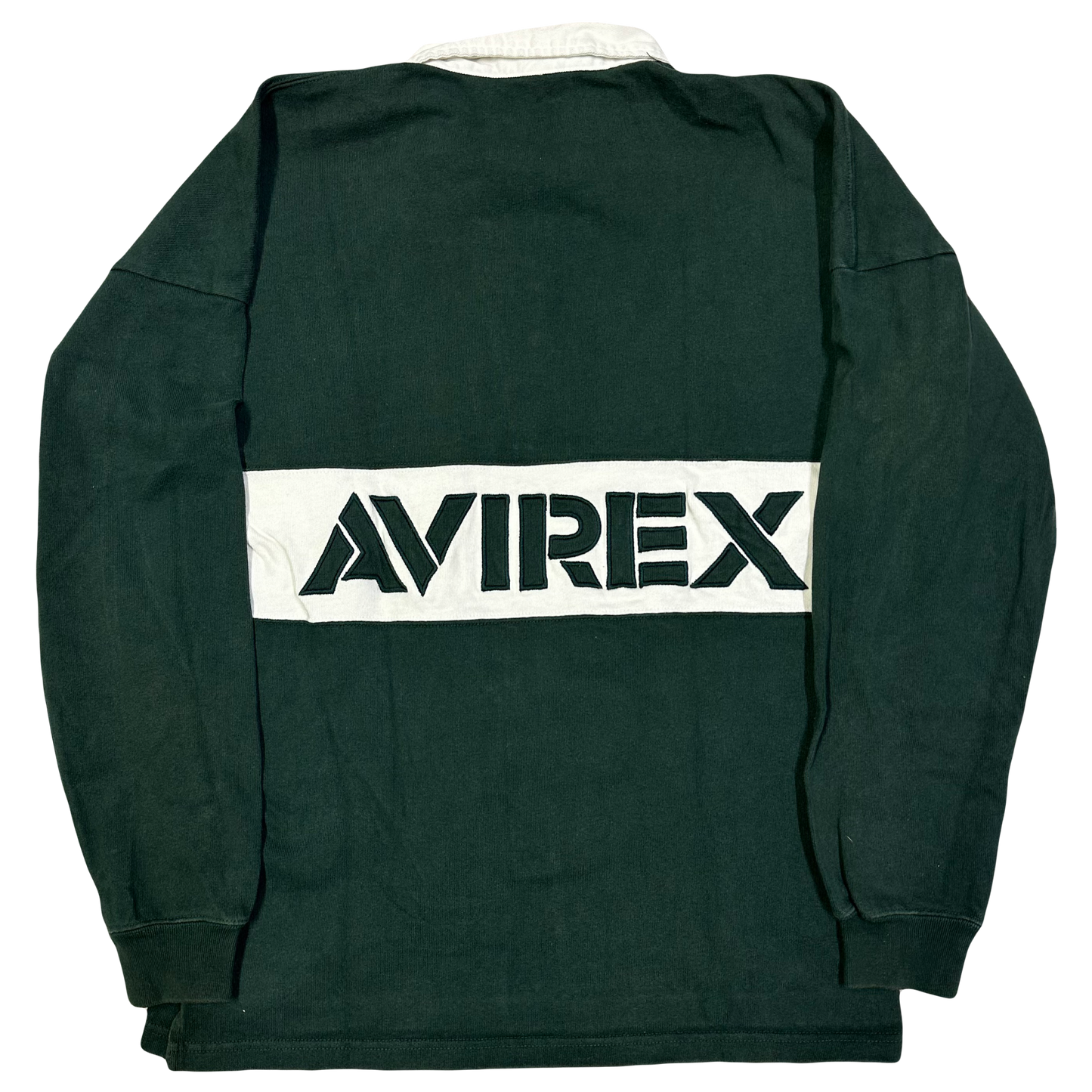 Avirex N.Y Spellout Longsleeve Polo In Green ( L )