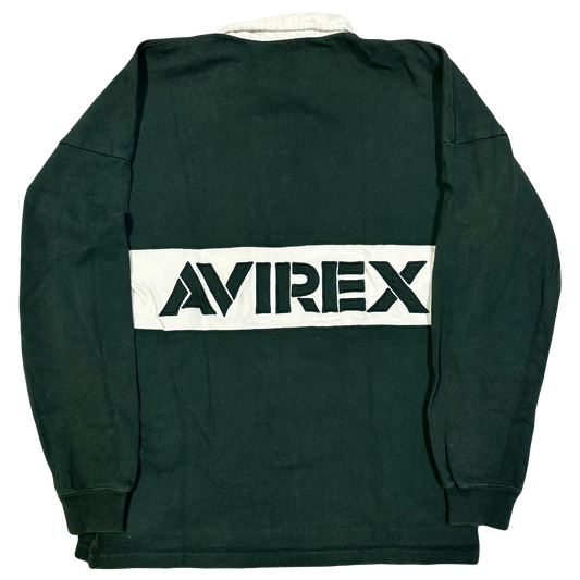 Avirex N.Y Spellout Longsleeve Polo In Green ( L )
