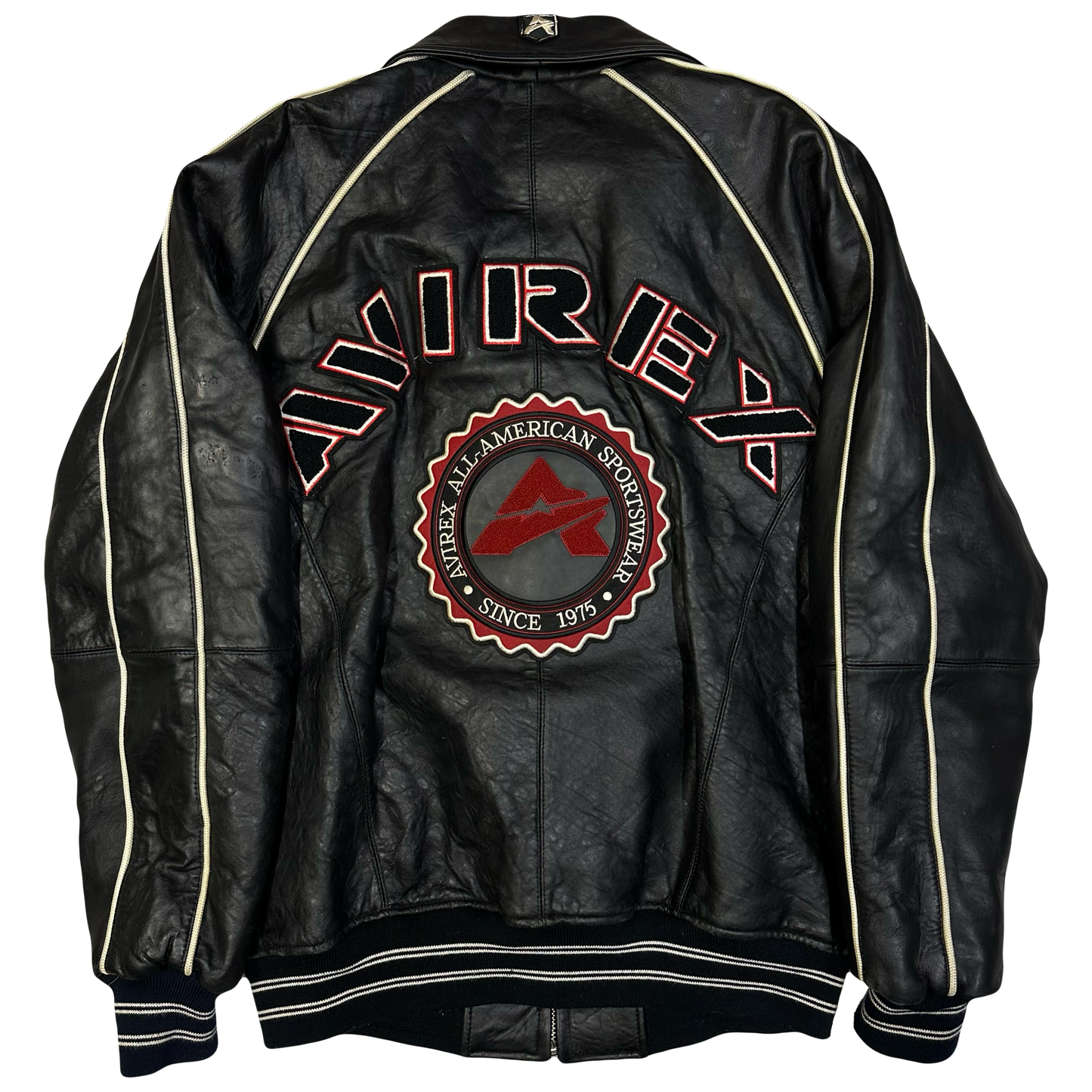 Avirex Leather Jacket In Black ( L )