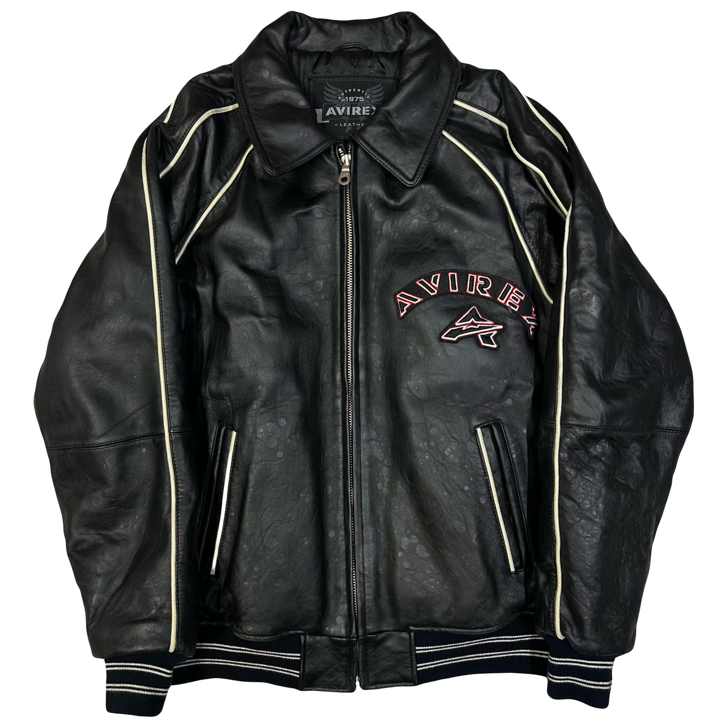 Avirex Leather Jacket In Black ( L )