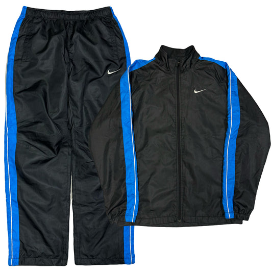 Nike 2000s Nylon Tracksuit In Black & Blue ( M )