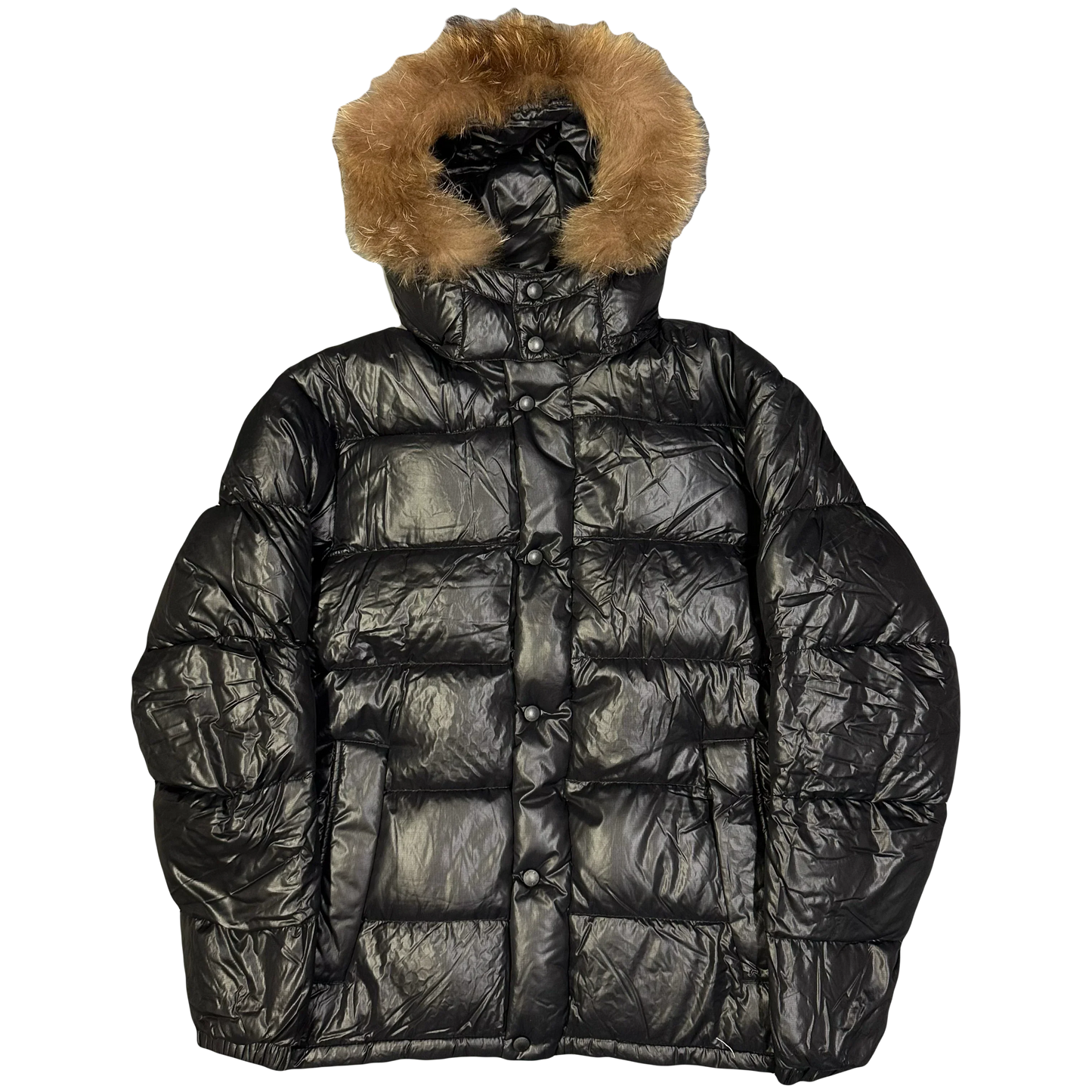 Camp 7 Fur Hood Puffer Jacket In Black (XL)