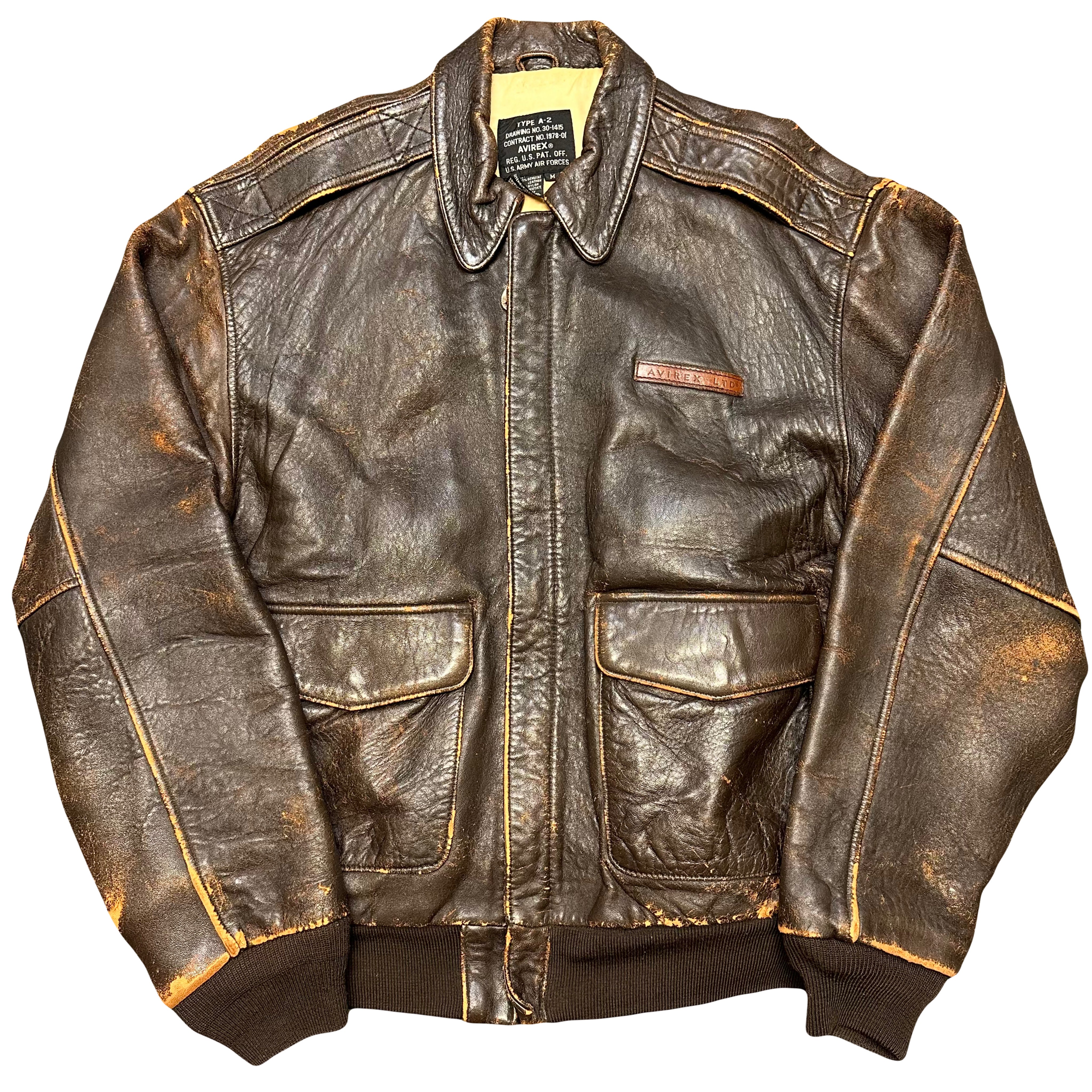 Avirex A-2 Leather Jacket In Brown ( M )