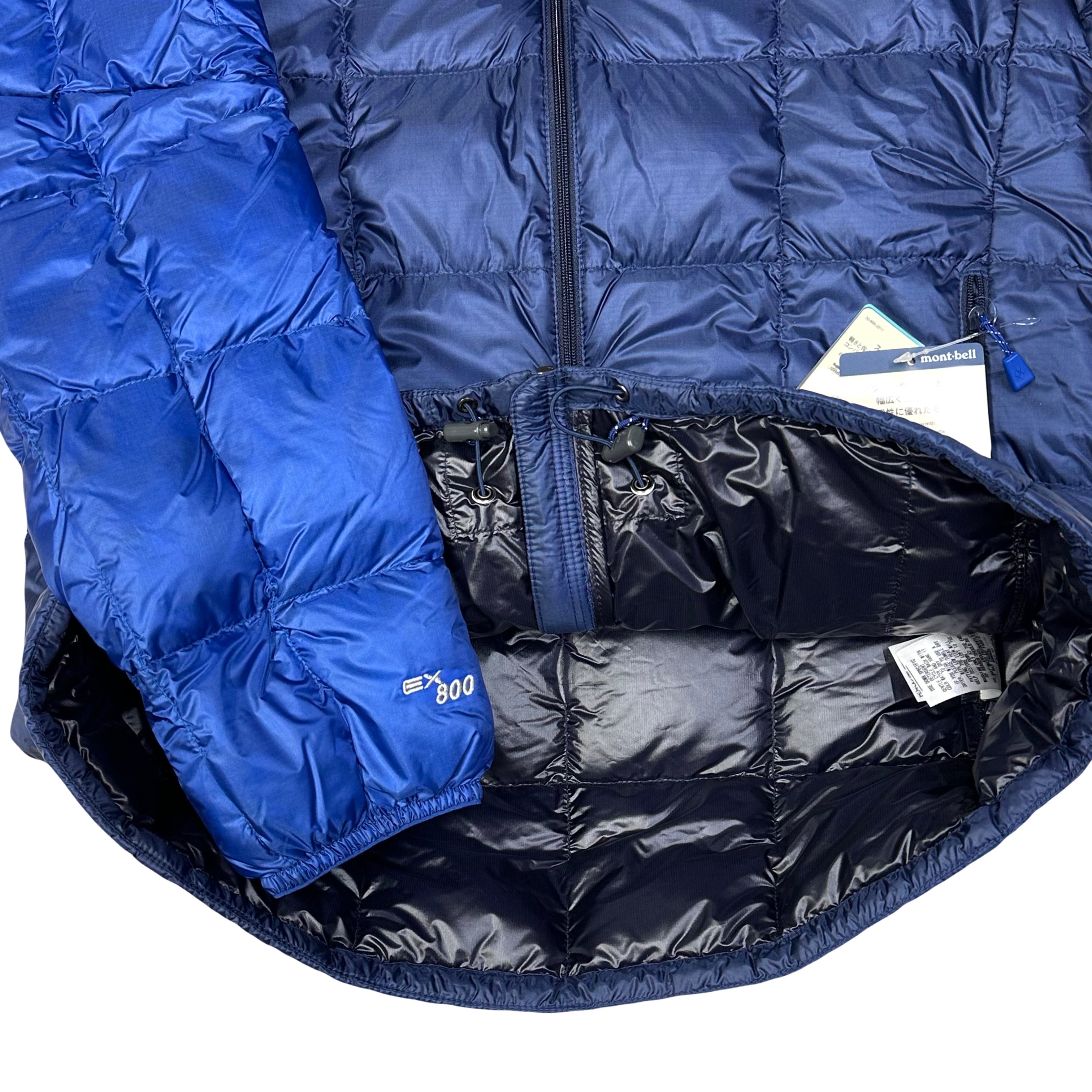 Montbell EX 800 Two Tone Square Stitch Down Puffer Jacket In Blue ( S )