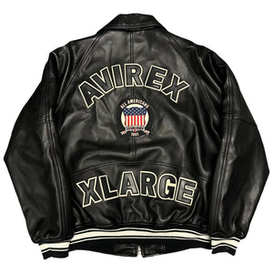 Avirex X XLARGE Icon Leather Jacket In Black ( L )