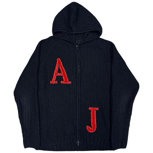 Armani Jeans Knitted Hoodie In Navy ( L )