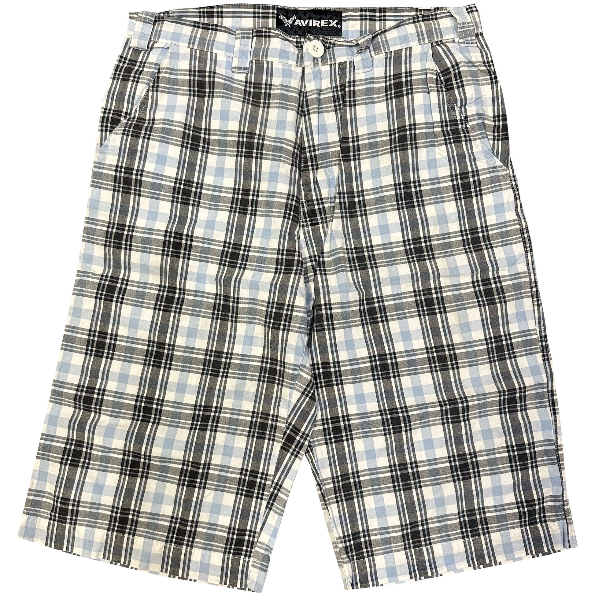 Avirex Plaid Shorts In Blue & White ( W30 ) - 1036 Emporium