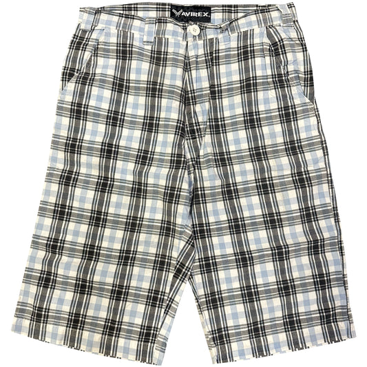 Avirex Plaid Shorts In Blue & White ( W30 )