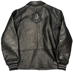 Avirex Spellout Leather Jacket In Black ( L )