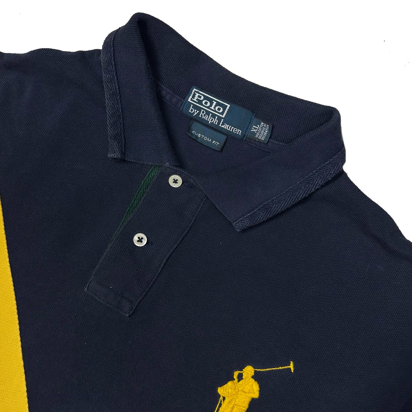 Ralph Lauren Polo In Navy, Green & Yellow ( XL )