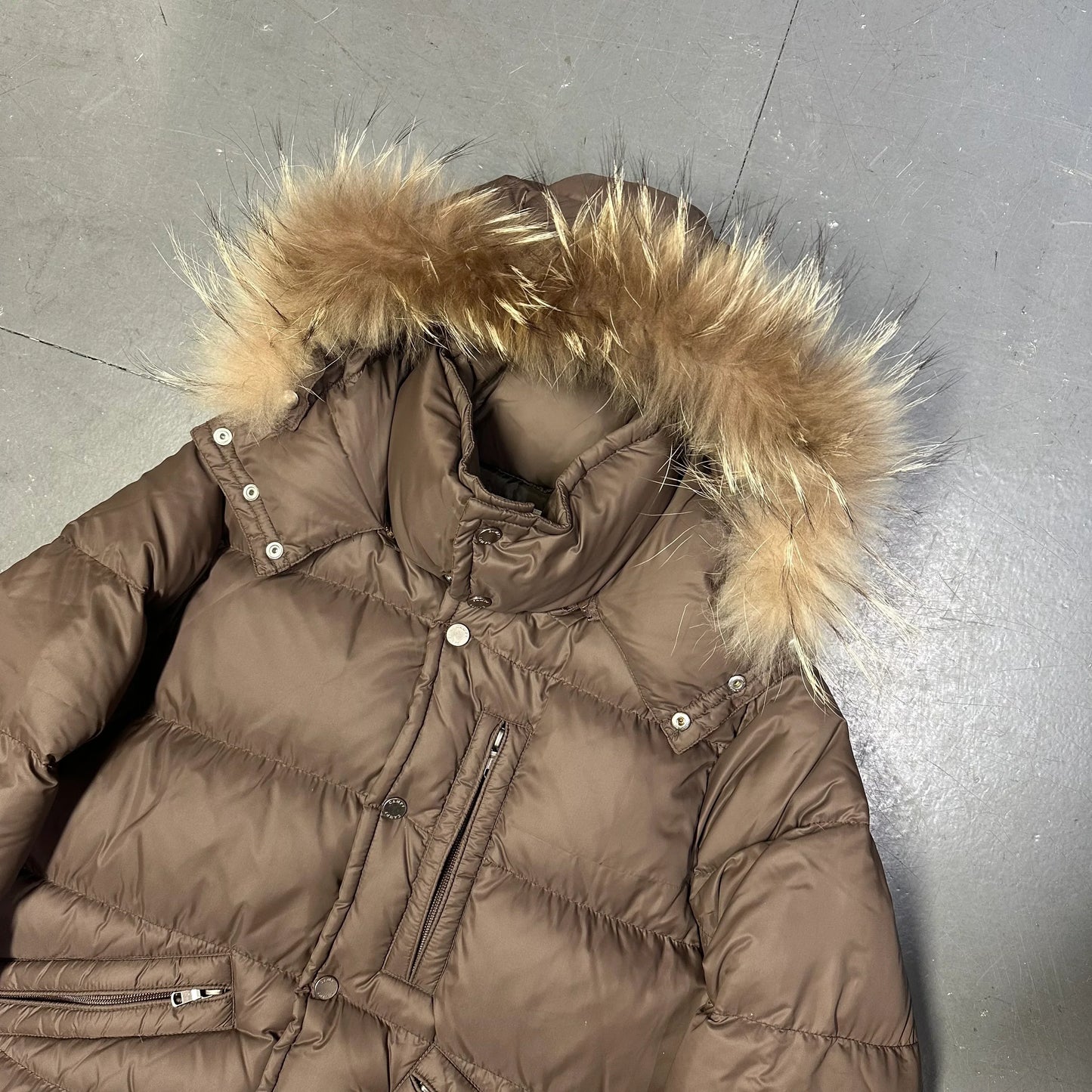 Camp 7 Fur Hood Puffer Jacket In Brown (S)