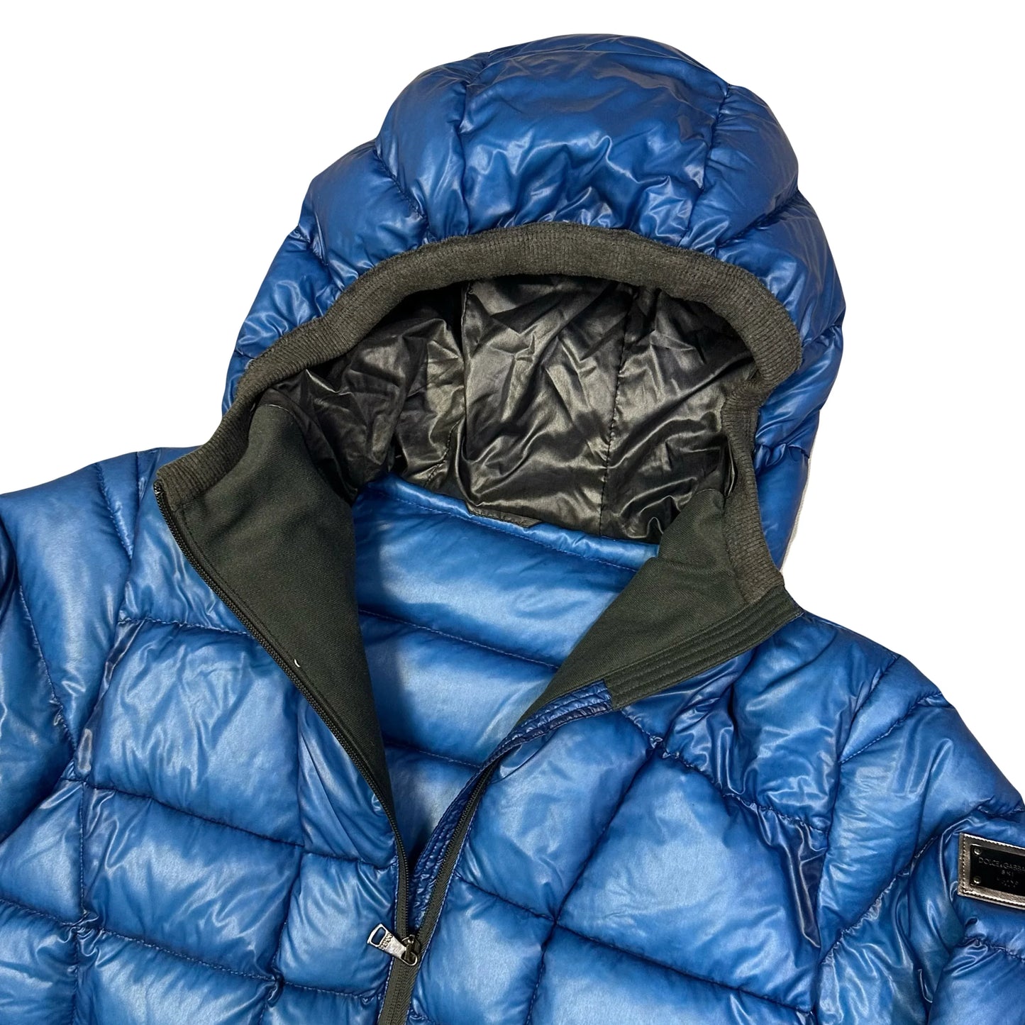 Dolce & Gabbana Square Stitch Puffer Jacket In Blue (M)