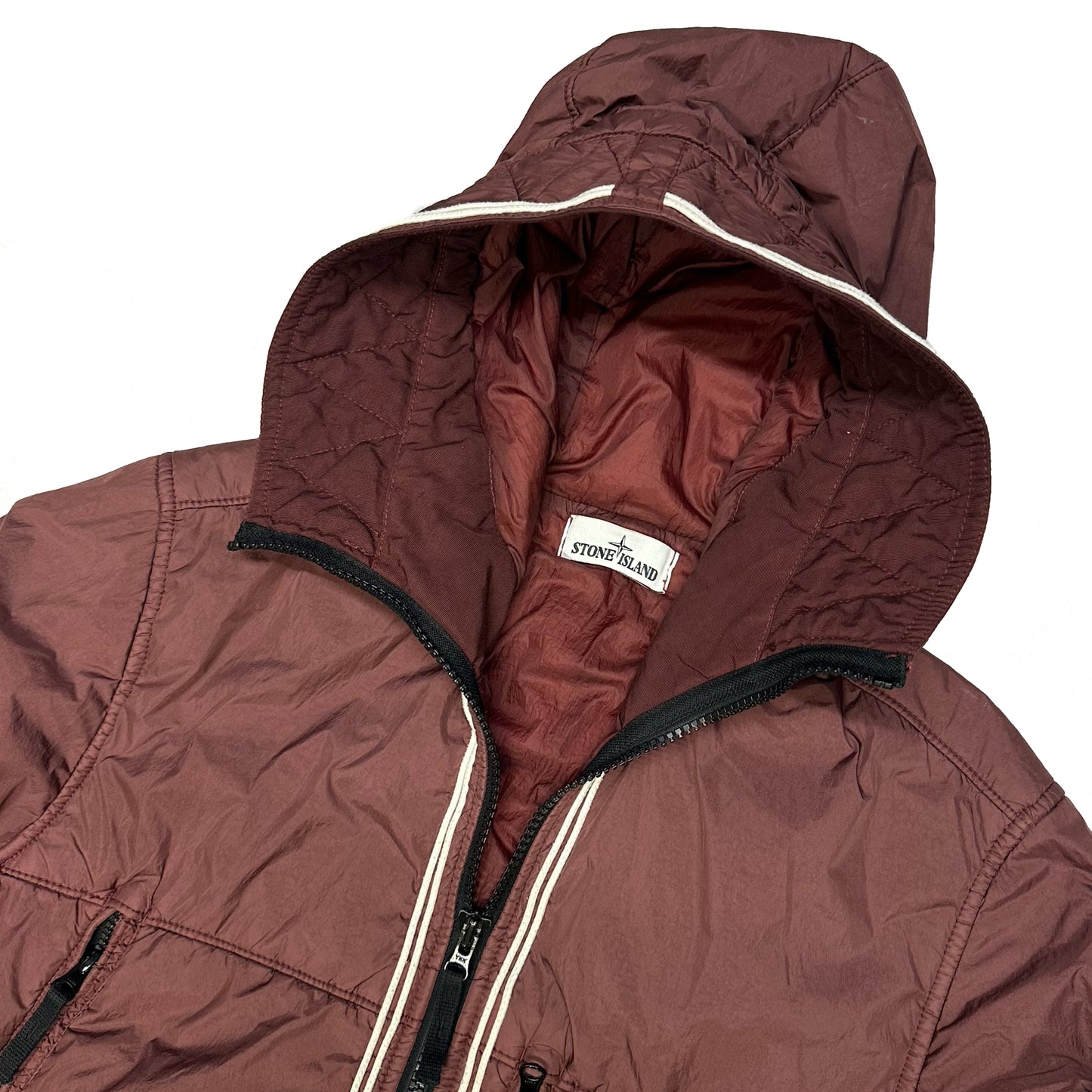 Stone Island Crinkle Reps NY Jacket in Burgundy ( M )