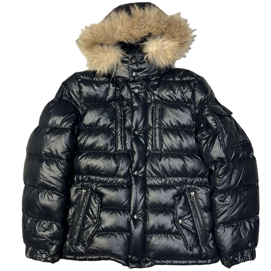 Pazzo Denim Store Puffer Jacket With Fur Hood In Black ( M )