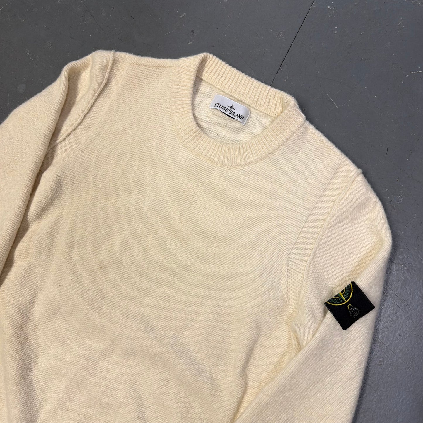 Stone Island Lambswool Knitted Sweatshirt In Cream (M)