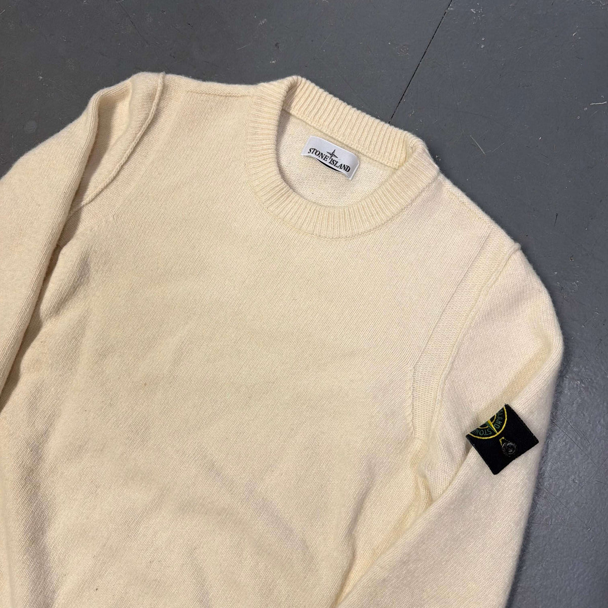 Stone Island Lambswool Knitted Sweatshirt In Cream (M)