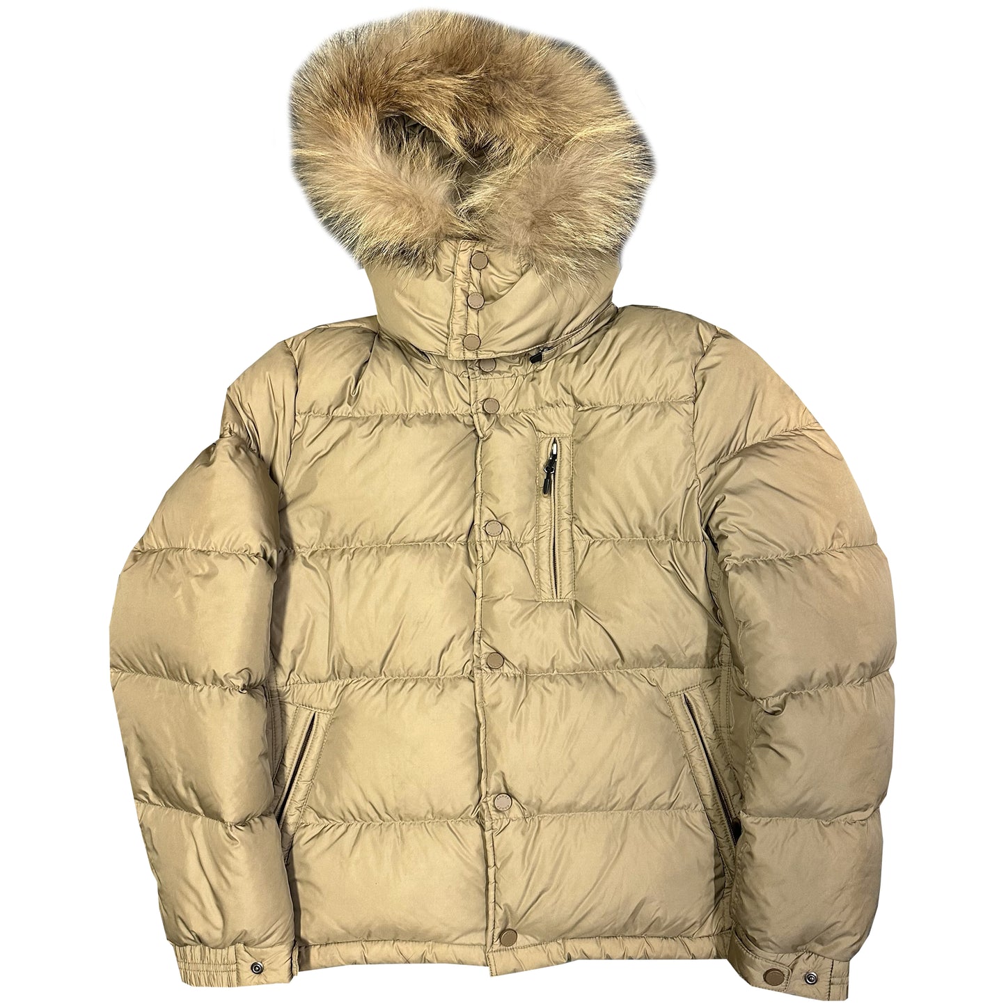 Camp 7 Fur Hood Puffer Jacket In Beige (M)
