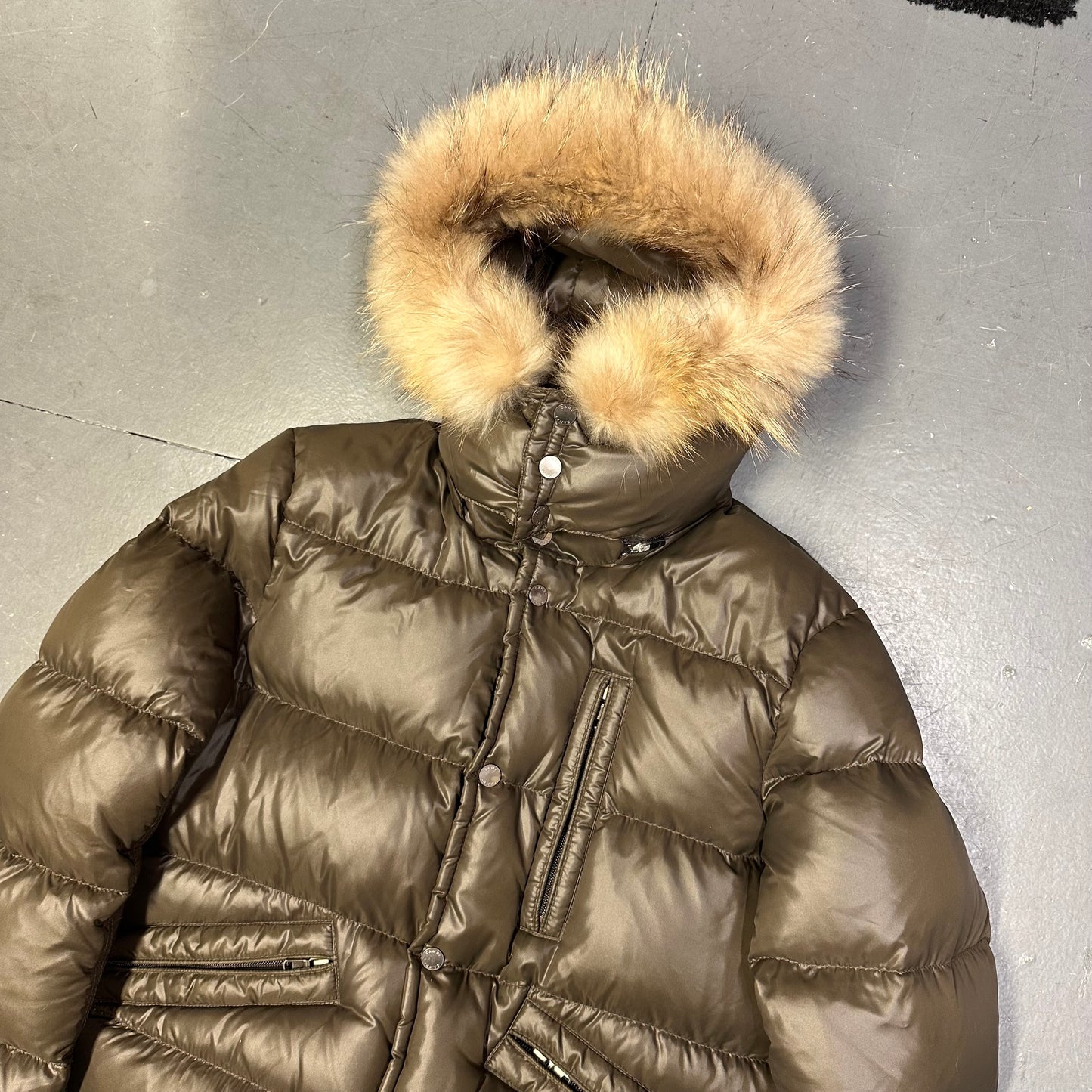 Camp 7 Fur Hood Puffer Jacket In Brown (M)