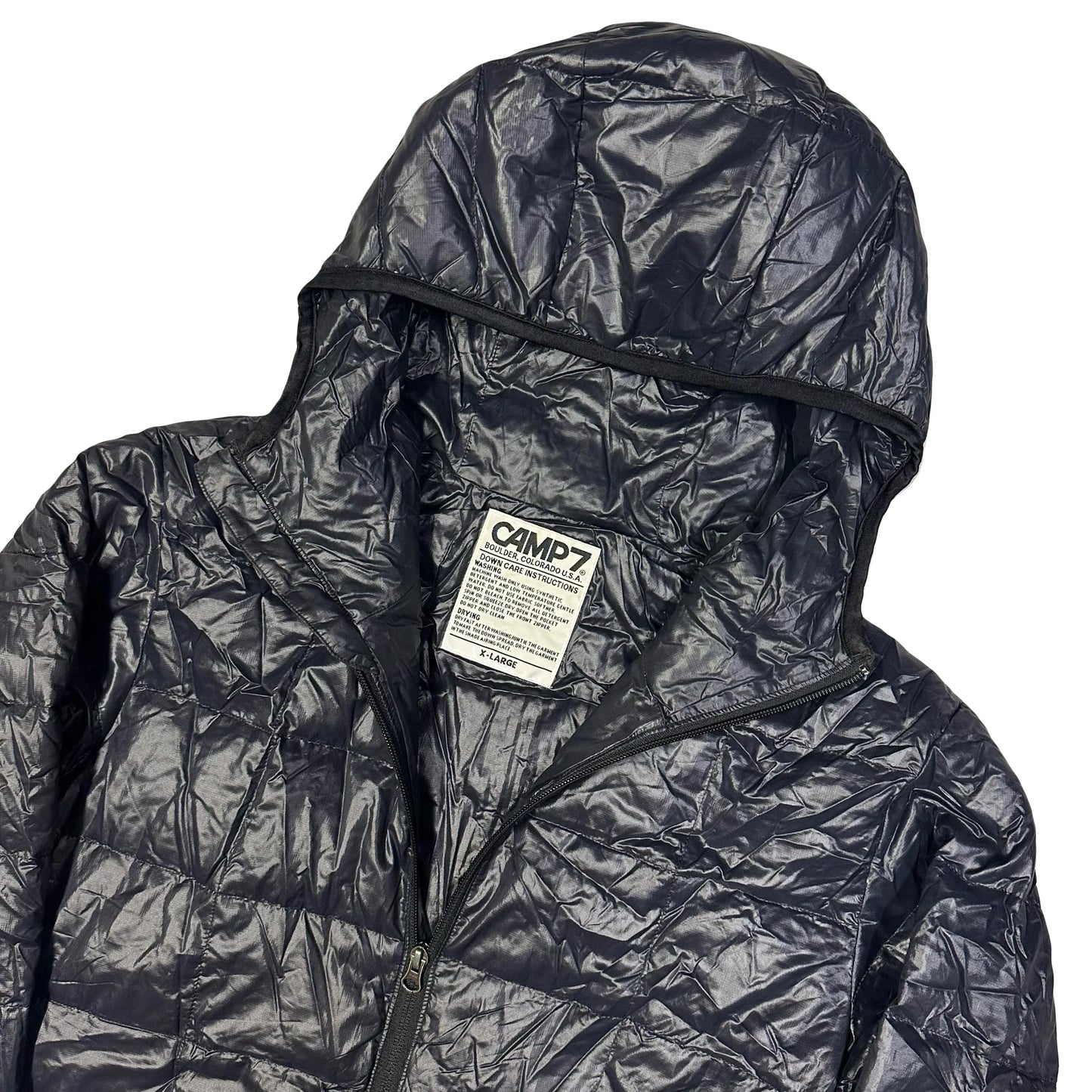 Camp 7 Square Stitch Puffer Jacket In Black (XL)