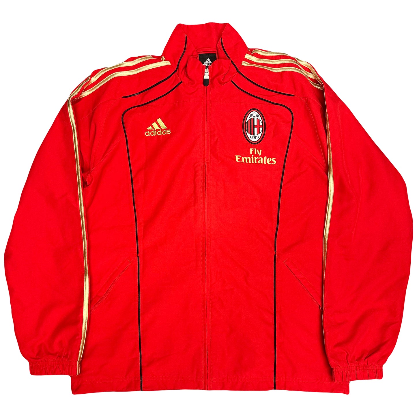 Adidas AC Milan 2010/11 Tracksuit In Red, Black & Gold ( M ) - 1036 Emporium