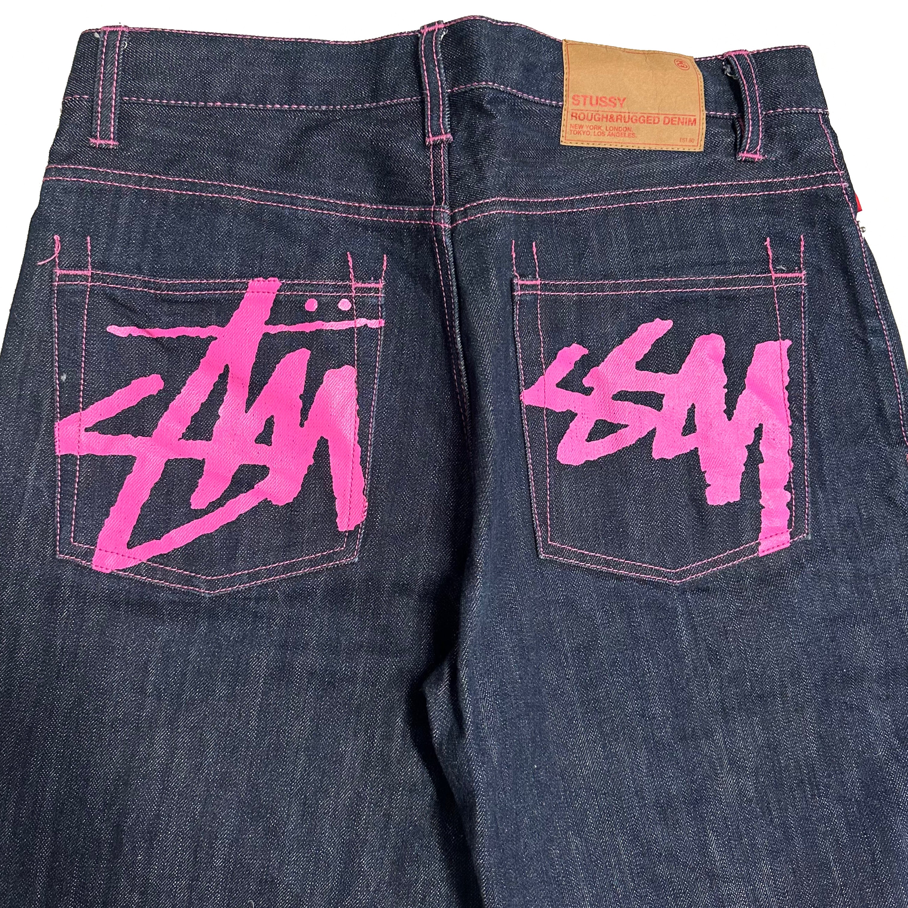 Stüssy Spellout Jorts With Pink Print ( W32 )