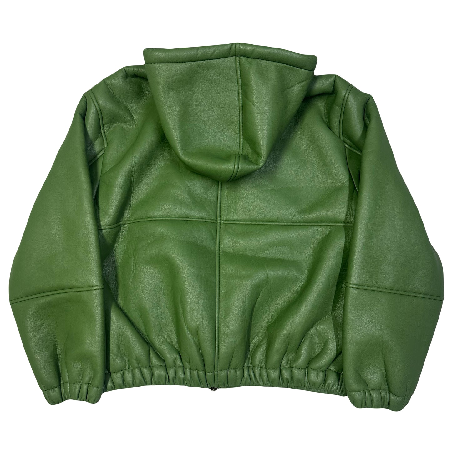 Stüssy Shearling Hooded Work Leather Jacket In Green ( XL )