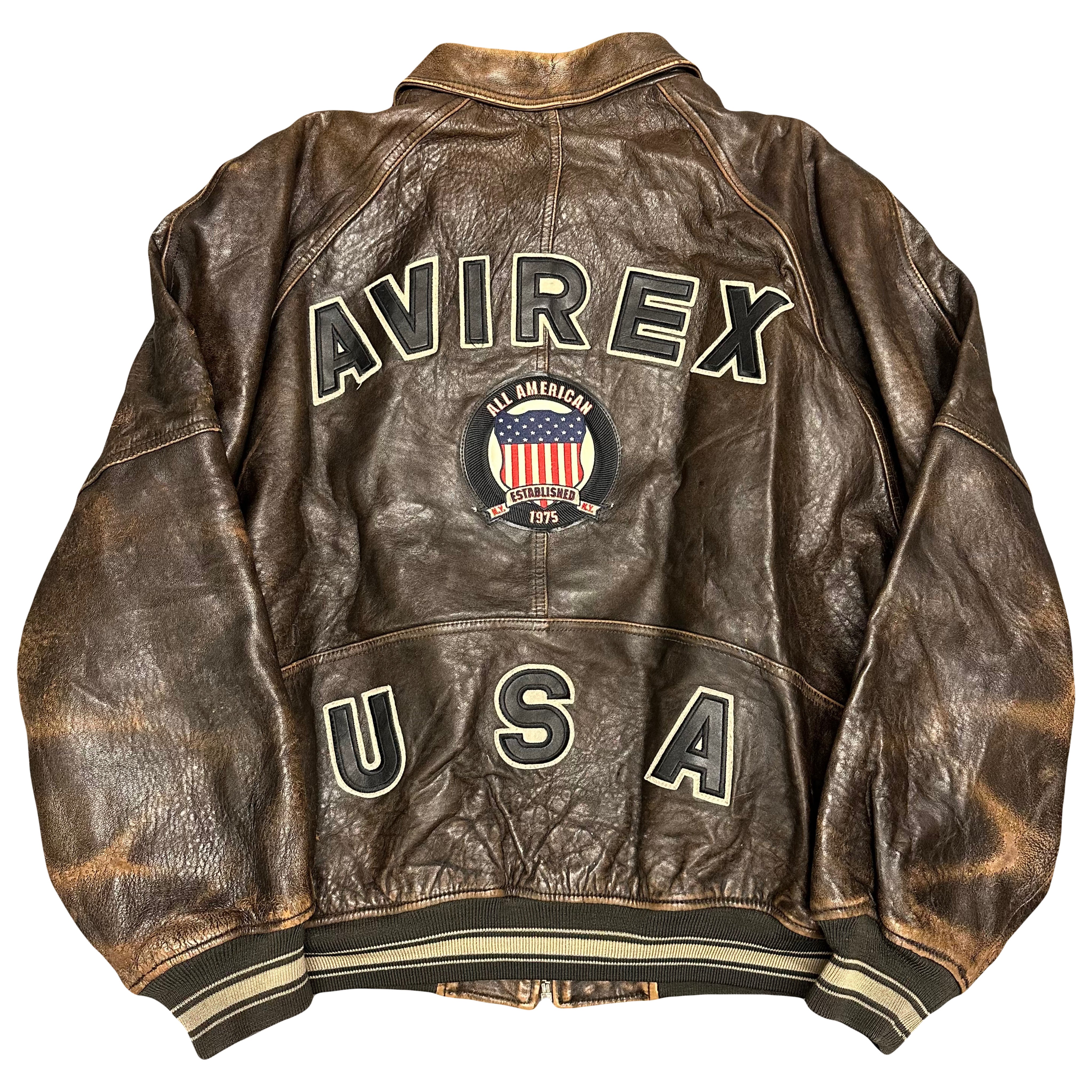 Avirex Icon Leather Jacket In Brown ( XXXL )