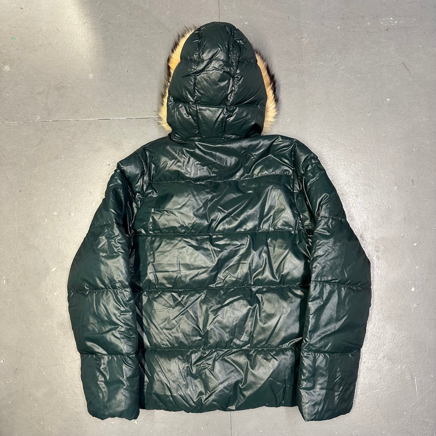Duvetica Fur Hood Puffer Jacket In Teal Blue (S)