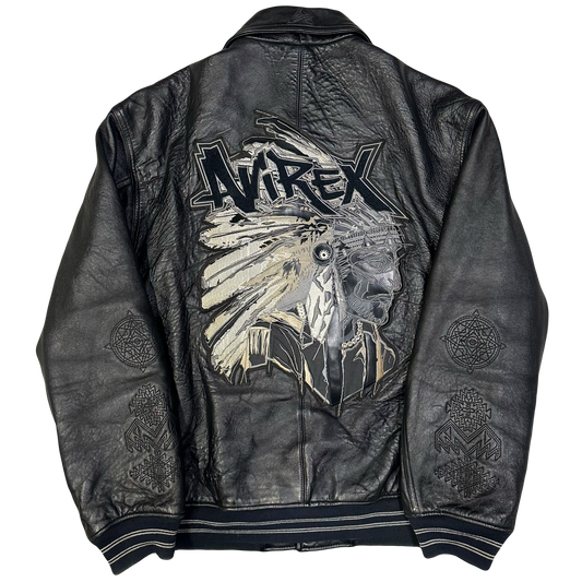 Avirex Leather Jacket In Black ( M )