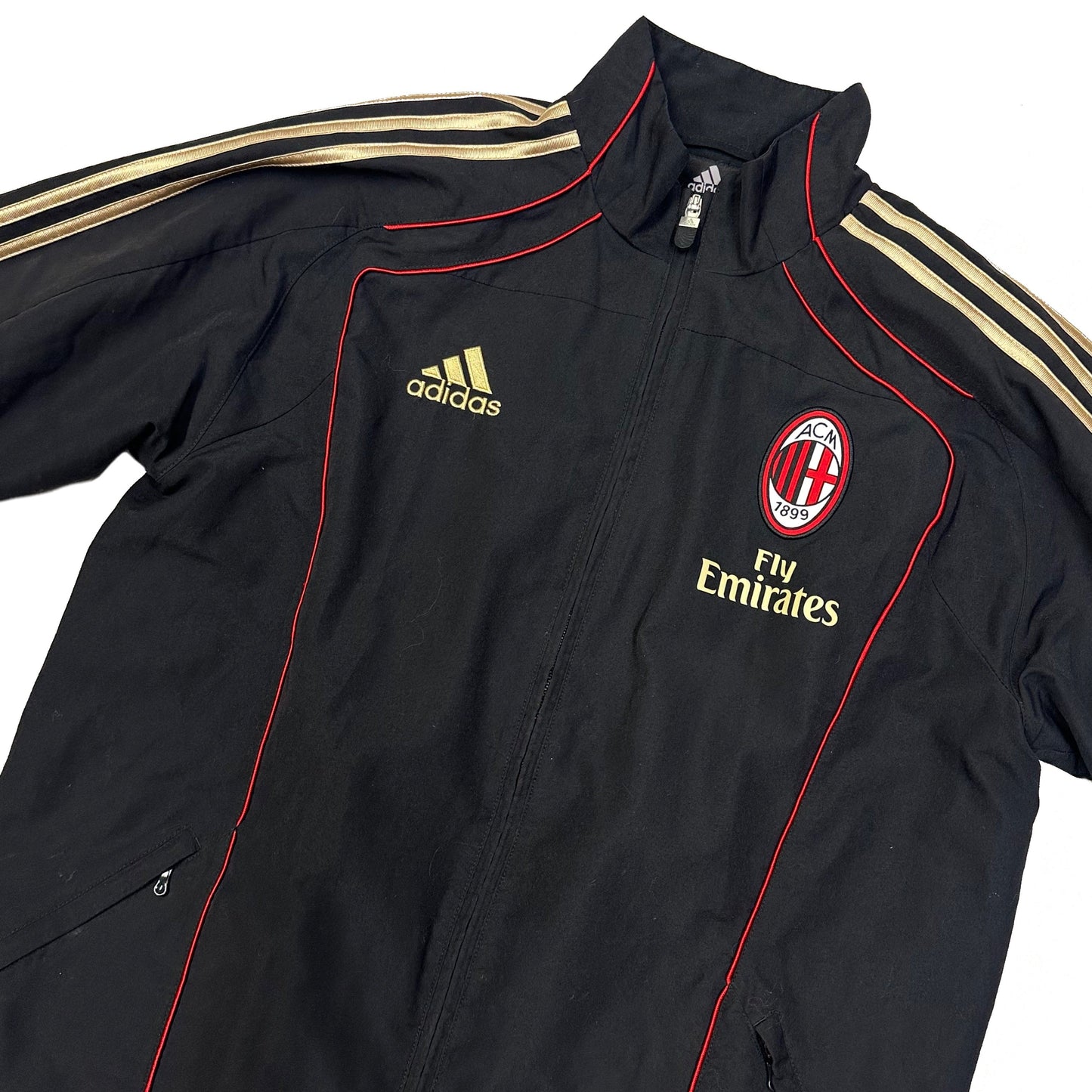 Adidas AC Milan 2010/11 Tracksuit Top In Black & Gold ( M )