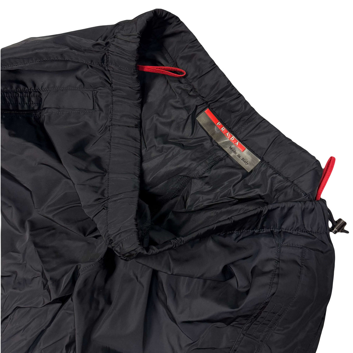 Prada Sort Nylon Trousers In Black (W32)