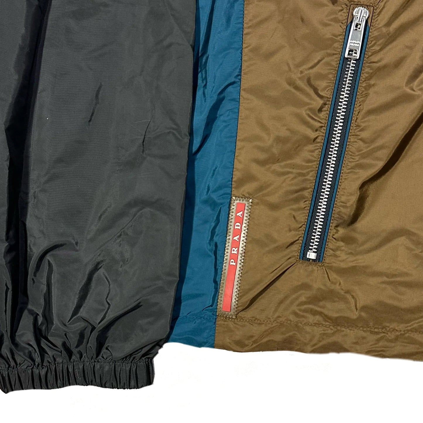Prada Jacket In Black, Brown & Blue (XL)