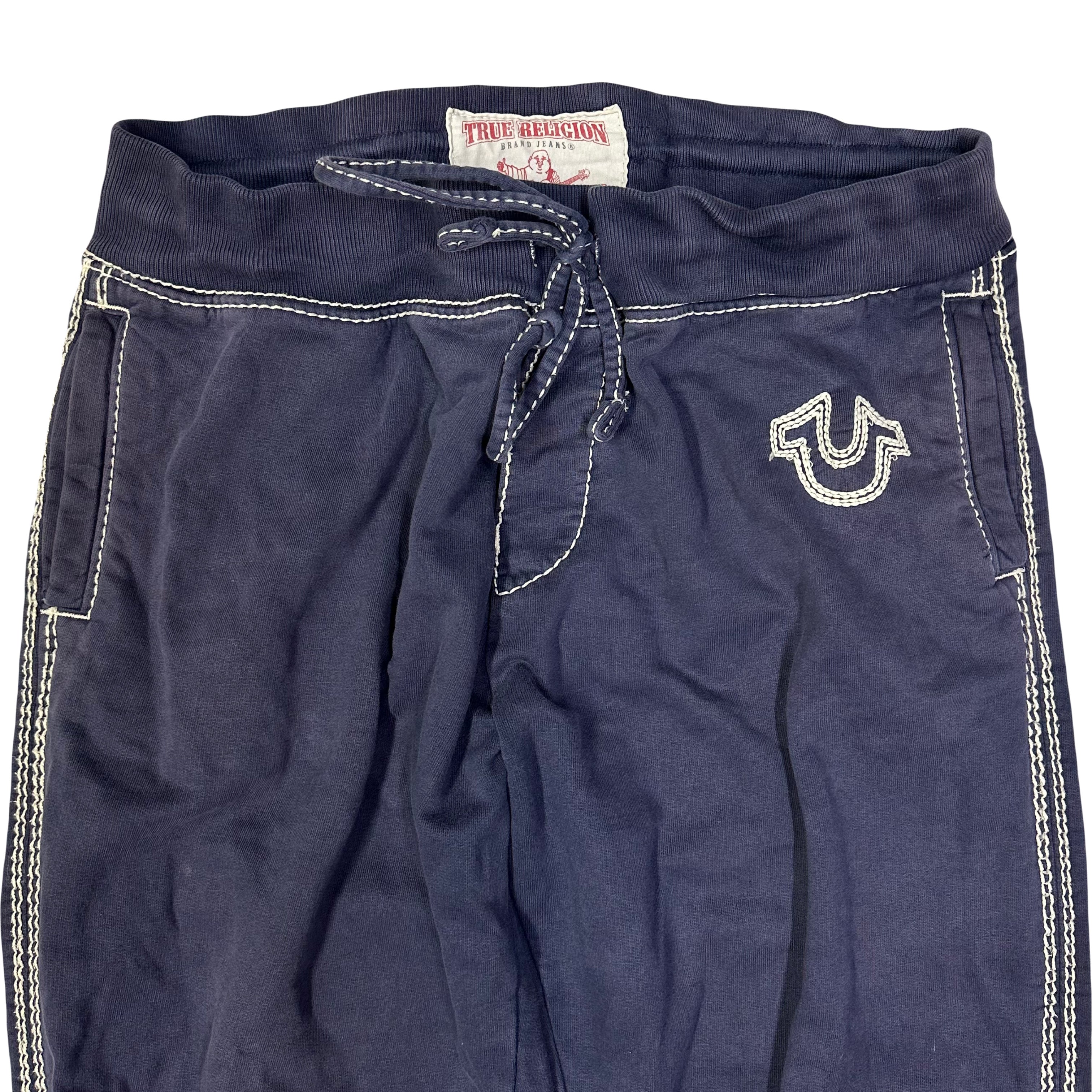 True Religion Contrast Stitch Tracksuit Bottoms In Navy ( L )
