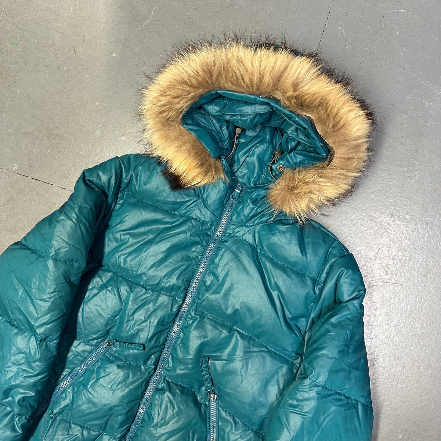 Duvetica Fur Hood Puffer Jacket In Blue (S)