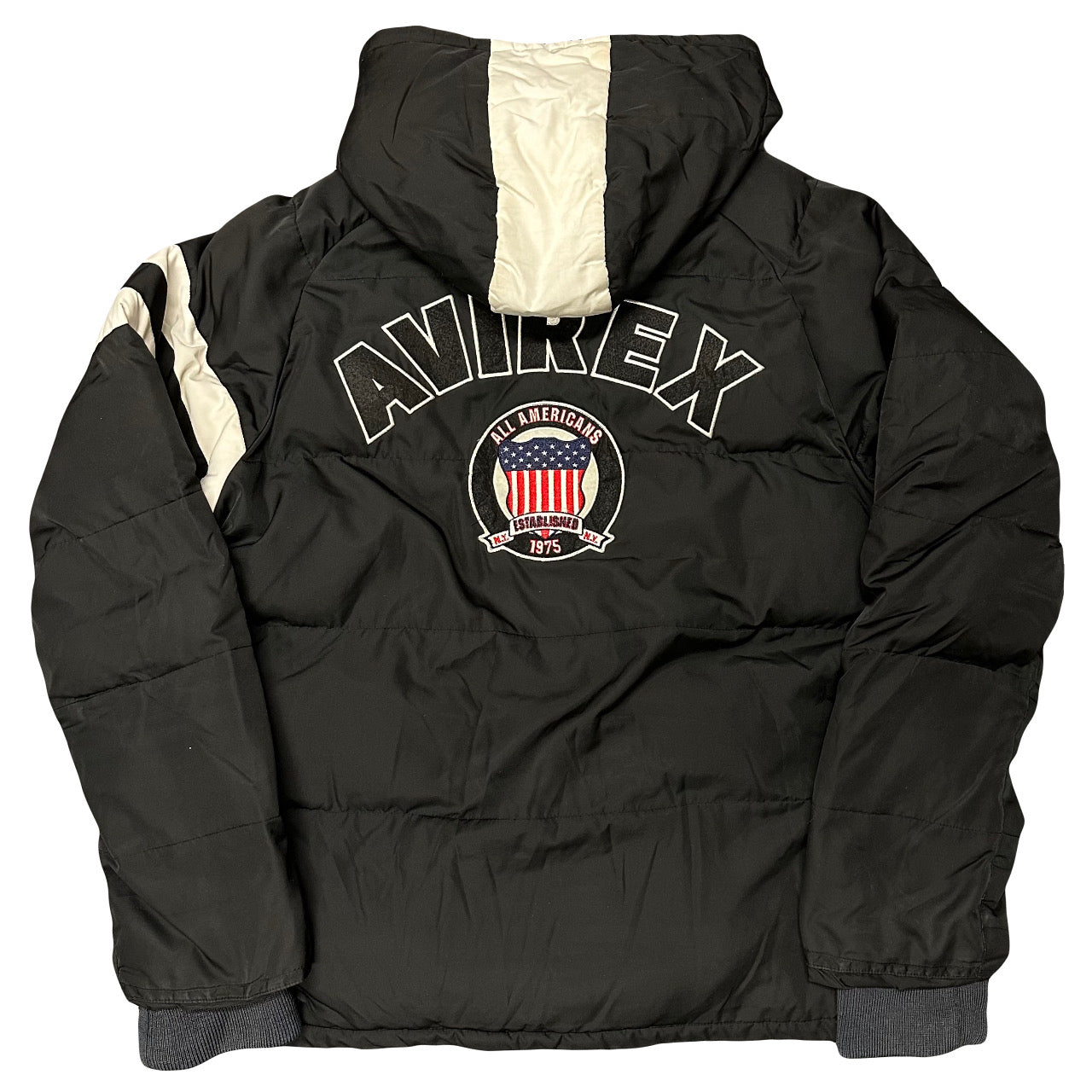 Avirex Spellout Down Puffer Jacket In Black ( XL )