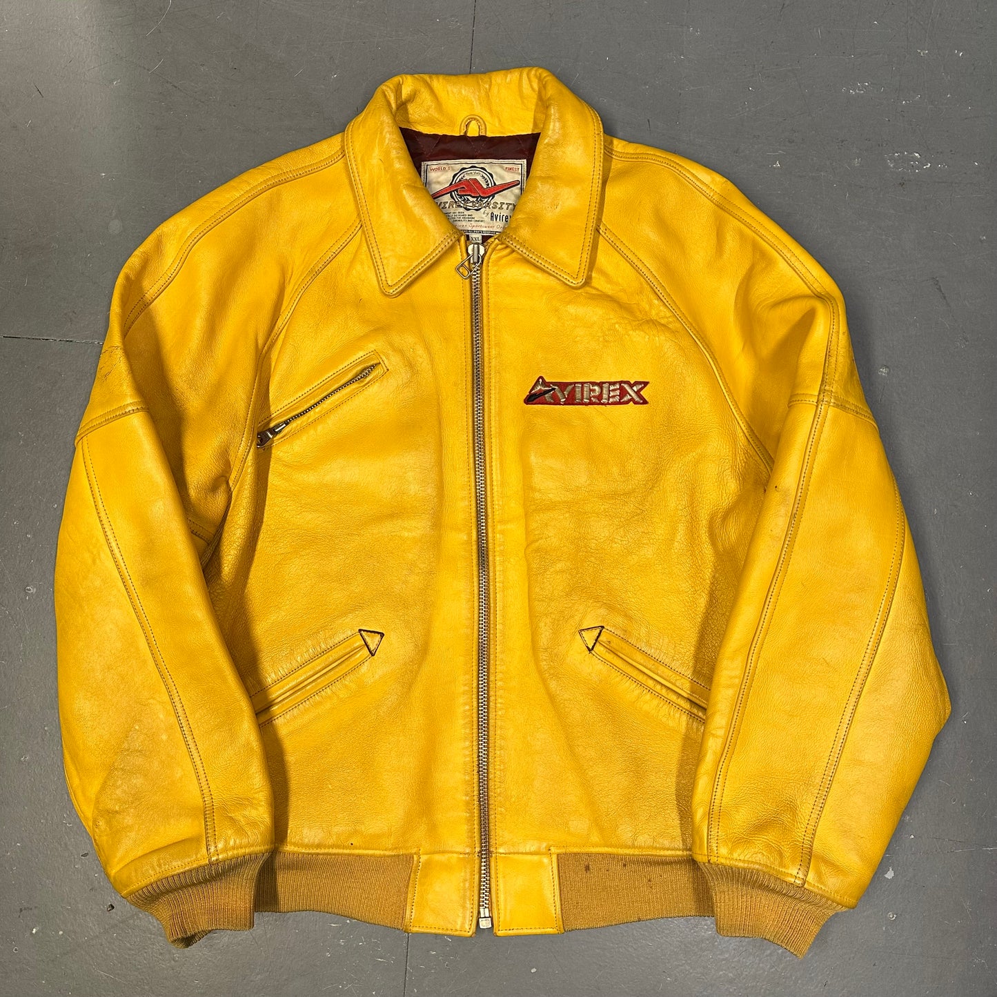 Avirex Leather Jacket In Yellow (XXL)
