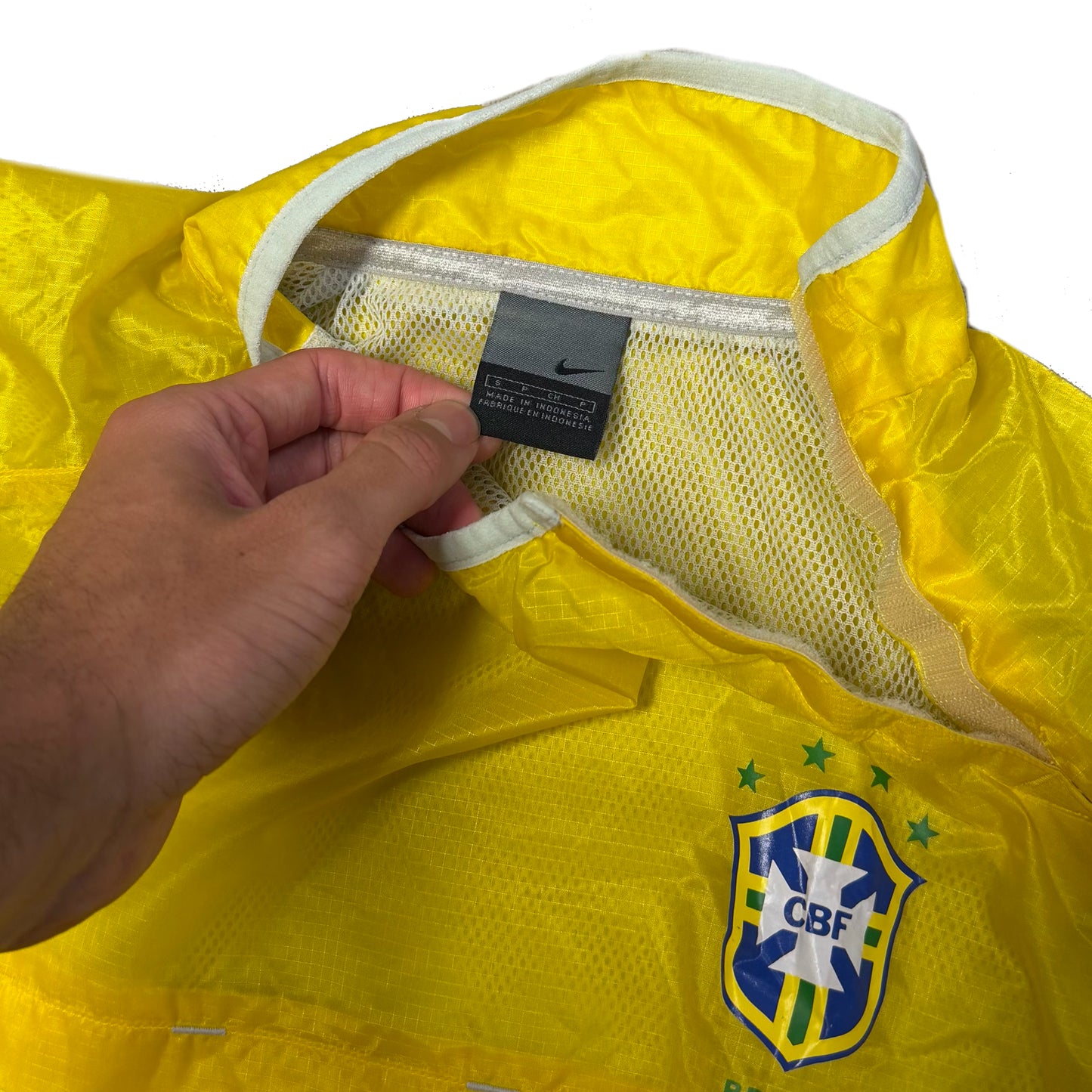 Nike Brazil 2002 Nylon Pullover Tracksuit Top In Yellow (S)