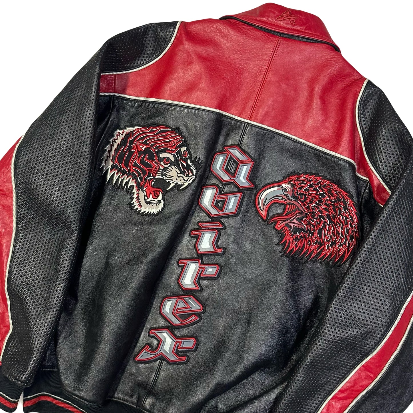 Avirex Leather Jacket In Black & Red (M)