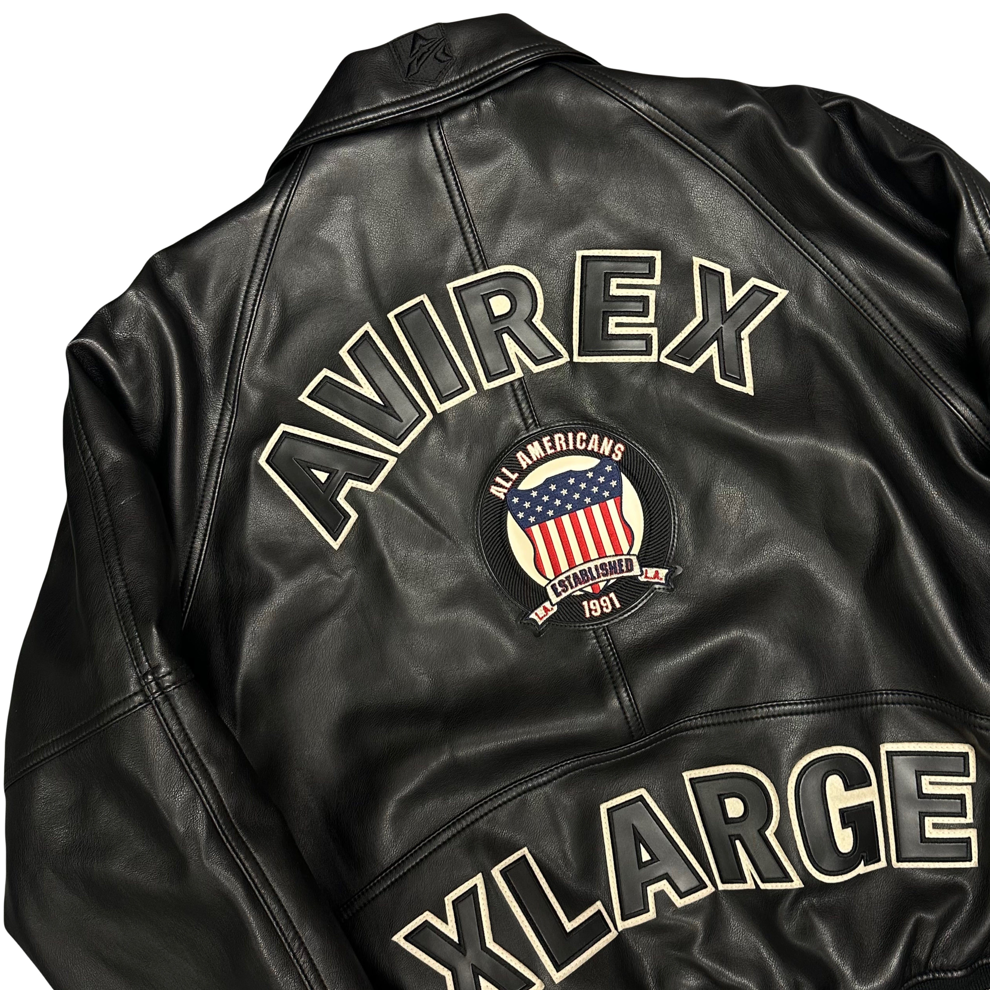 Avirex X XLARGE Icon Leather Jacket In Black ( L )