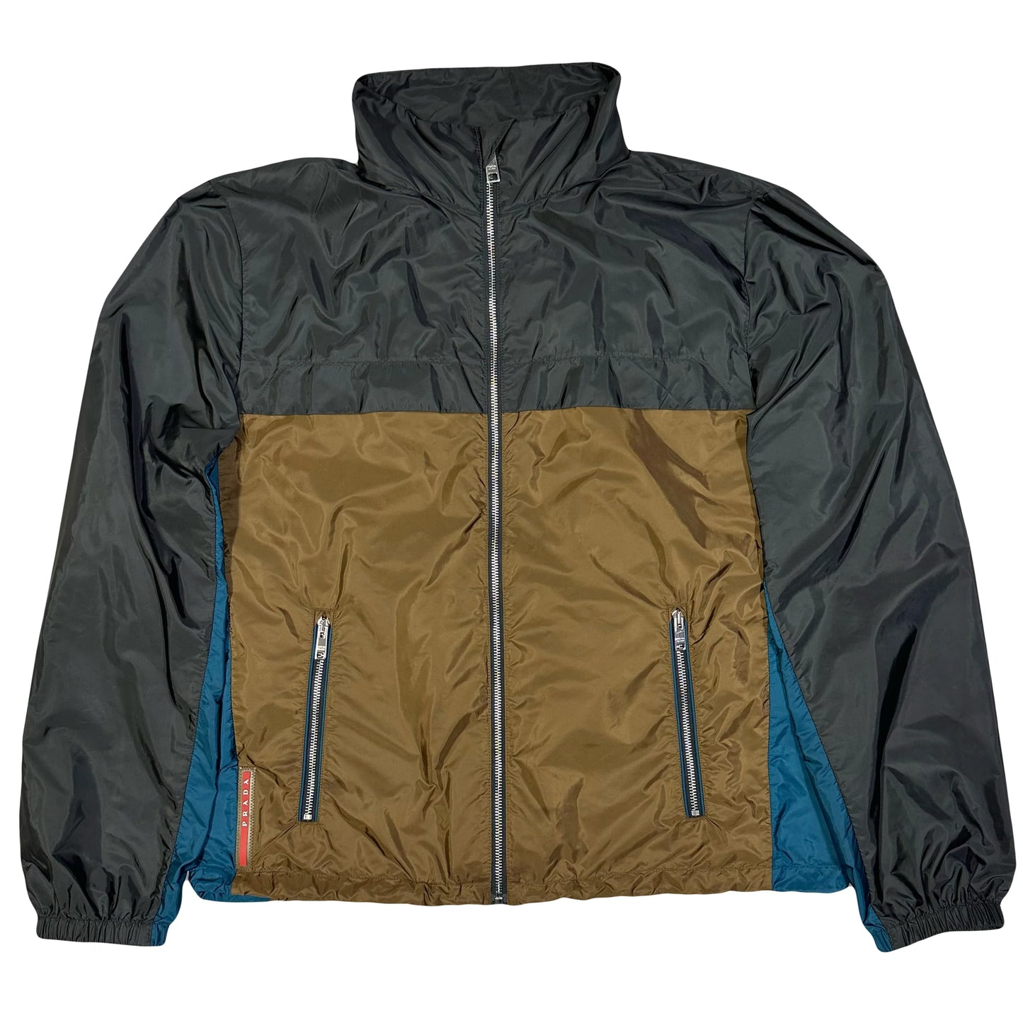 Prada Jacket In Black, Brown & Blue (XL)