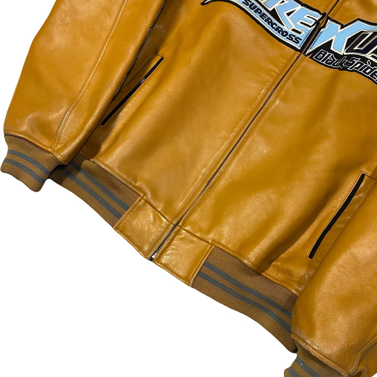 Avirex Black Spider Leather Jacket In Brown ( M )